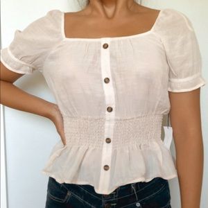 Cream babydoll blouse